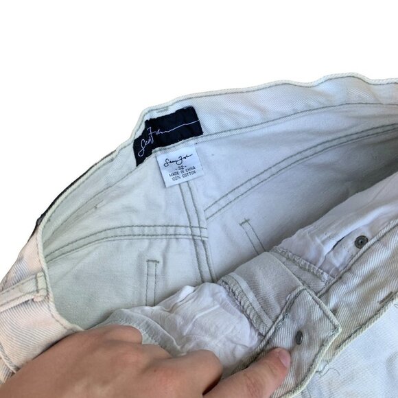 VINTAGE Sean John Embroidered Jeans Size 32 Cream - Picture 3 of 8